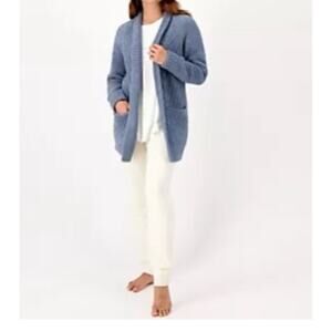 Barefoot Dreams CozyChic Directional Ribbed Cardigan Blue Womens XS Wrap Sweater